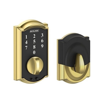 Grade 2 Touchscreen Deadbolt Lock, Touch Series, Camelot Trim, Bright Brass Finish